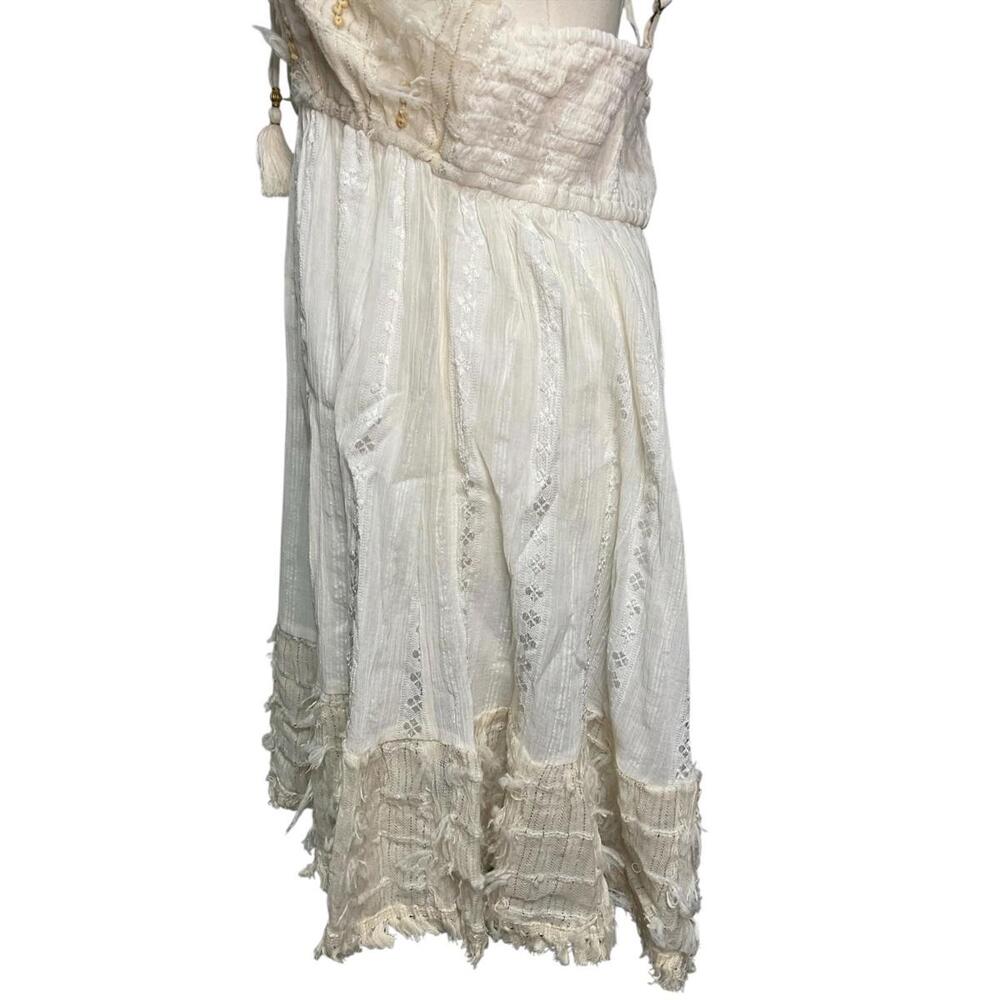 POL NIP Natural Boho Lace Tassel Dress w/ Lining Size Large 100% cotton A21 - Picture 7 of 9